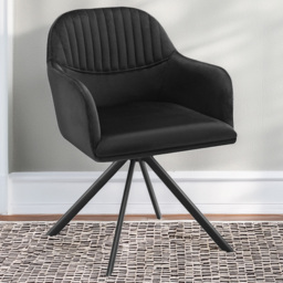 tectake Lona Black Velvet Upholstered Swivel Armchair