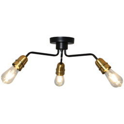 Remy Black and Brass Industrial 3 Light Ceiling Light