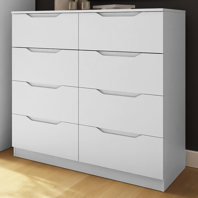 FWStyle Luno White 8 Drawer Modern Wide Chest of Drawers - image 1