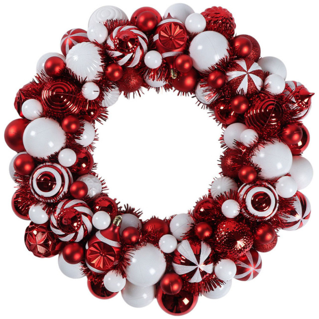 Candy Cane Lane Red Bauble Christmas Wreath 46cm