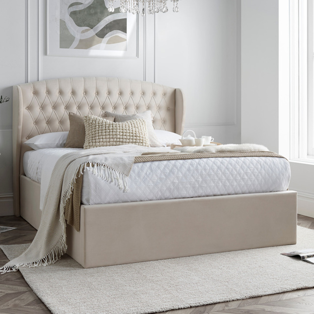 Bedmaster Warwick Double Warmstone Velvet Ottoman Bed - image 1