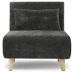 HGD Aurora Dark Grey Fabric Single Seater Sofa Bed with Angular Wooden Legs - thumbnail 3