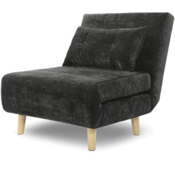 HGD Aurora Dark Grey Fabric Single Seater Sofa Bed with Angular Wooden Legs - thumbnail 2