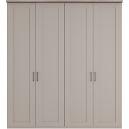 Homebase Truro Grey 4 Door Hinged Wardrobe with Slate Handles - thumbnail 3