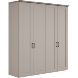 Homebase Truro Grey 4 Door Hinged Wardrobe with Slate Handles - thumbnail 2