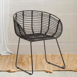 Interiors by Premier Lagom Black Rattan Round Chair - thumbnail 1