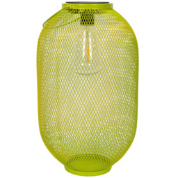 ValueLights Metal Mesh Lime Green Solar Powered Basket Garden Lantern