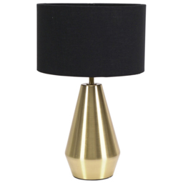 ValueLights Jax Black Shade Antique Brass Touch LED Table Lamp