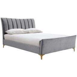 Clover Double Grey Velvet Bed - thumbnail 2
