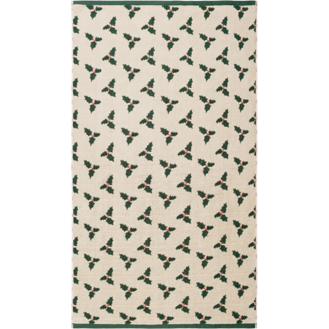 Christmas Holly Cream Cotton Towel 125cm - image 1