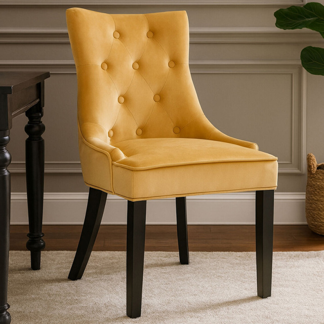 Premier Housewares Daxton Ochre Velvet Dining Chair - image 1