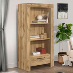 Compton Single Drawer 3 Shelf Oak Bookcase