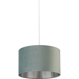 Lighting Collection Sage Green Silver Inner Velvet Drum Shade 40cm - thumbnail 1