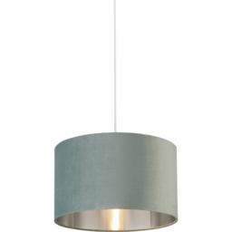 Lighting Collection Sage Green Silver Inner Velvet Drum Shade 40cm - thumbnail 3