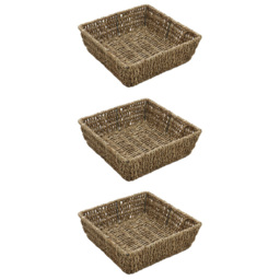JVL Seagrass Square Storage Tray 3 Pack - thumbnail 1