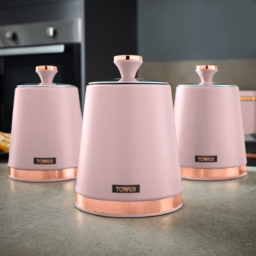 Tower 3 Piece Cavaletto Pink Canister Set - thumbnail 3