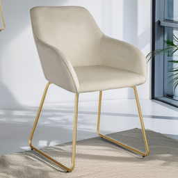 tectake Jeane Cream and Gold Velvet Look Cantilever Frame Dining Chair