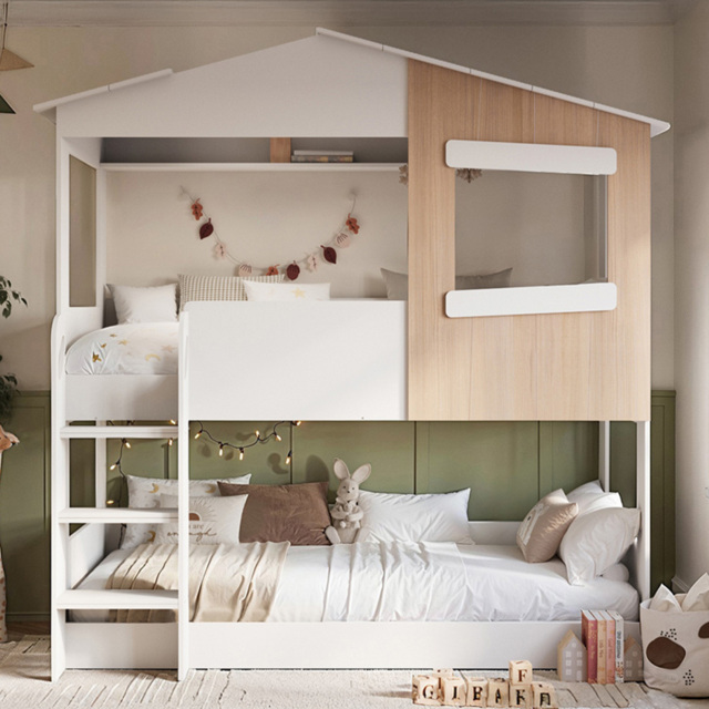 Flair Dreamland White and Oak Play House Bunk Bed - image 1