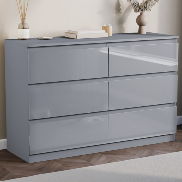 Vida Designs Glinton 6 Drawer Grey Chest of Drawers - image 1