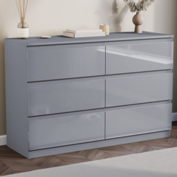 Vida Designs Glinton 6 Drawer Grey Chest of Drawers - thumbnail 1
