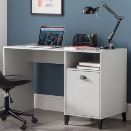 Julian Bowen Lakers Single Drawer Locker Desk Metal Effect and Grey Lacquer