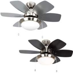 ValueLights Spitfire Brushed Chrome Reversible Ceiling Fan with Light 30 inch