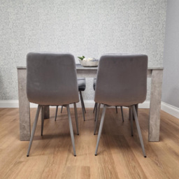 Kosy Koala 4 Seater Grey Stone Effect Velvet Dining Set - thumbnail 4