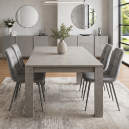 Kosy Koala 4 Seater Grey Stone Effect Velvet Dining Set