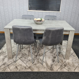 Kosy Koala 4 Seater Grey Stone Effect Velvet Dining Set - thumbnail 1