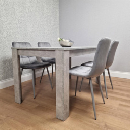 Kosy Koala 4 Seater Grey Stone Effect Velvet Dining Set - thumbnail 2