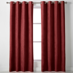 Alan Symonds Velvet Chenille Ring Top Eyelet Curtains Red 142 x 229cm - thumbnail 1
