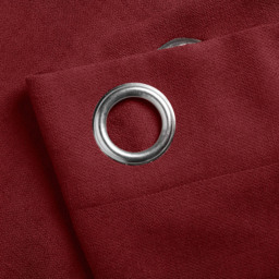 Alan Symonds Velvet Chenille Ring Top Eyelet Curtains Red 142 x 229cm - thumbnail 2