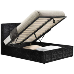 Hannover Double Black Crushed Velvet Ottoman Bed Frame - thumbnail 3