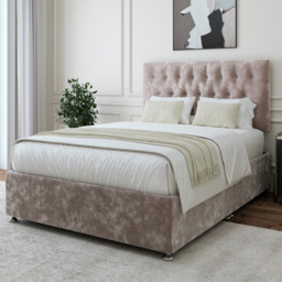 Bedmaster Single Silver Chenille Divan Base with Lona Headboard