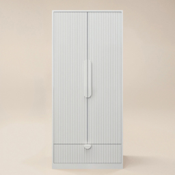 Flair Calista White 2 Door Single Drawer Ribbed Wardrobe - thumbnail 3