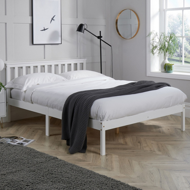Home Source Florida White Double Low End Wooden Bed - image 1