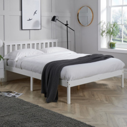 Home Source Florida White Double Low End Wooden Bed - thumbnail 1