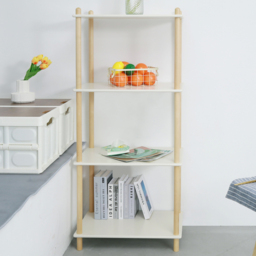 FurnitureHMD White and Natural 4 Tier Wood and MDF Large Bookshelf - thumbnail 1