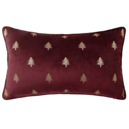 Embroidered Christmas Tree Velvet Cushion - 30x50cm - thumbnail 1