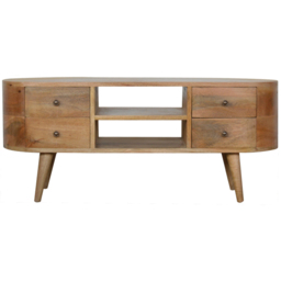 Artisan Furniture Beige 4 Drawer Solid Wood Rounded Entertainment Unit - thumbnail 2