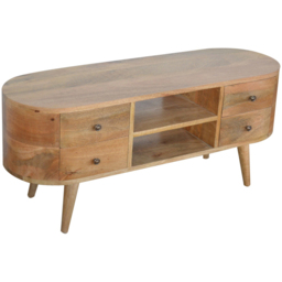 Artisan Furniture Beige 4 Drawer Solid Wood Rounded Entertainment Unit - thumbnail 3