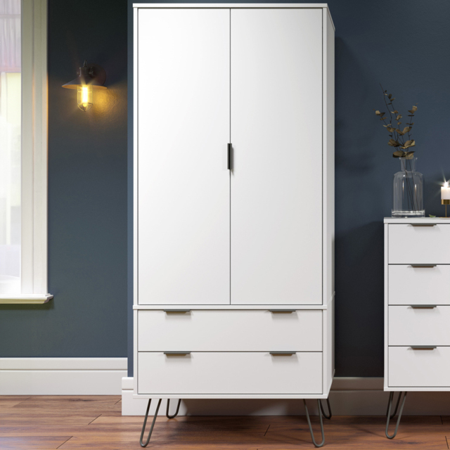 Core Products Augusta 2 Door 2 Drawer White Wardrobe - image 1