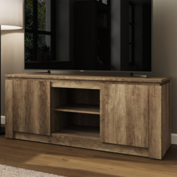 GFW Canyon Oak Grey 2 Door 2 Shelf TV Unit - thumbnail 1
