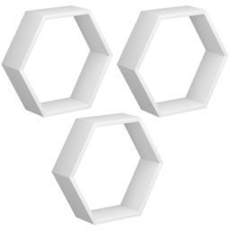 Homebase Hexagon White Matte Wall Shelf 3 Pack - thumbnail 1