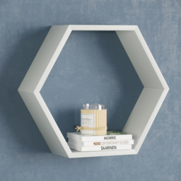 Homebase Hexagon White Matte Wall Shelf 3 Pack - thumbnail 2