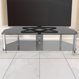AVF Classic 2 Shelf Black and Chrome Glass Corner TV Unit