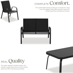 tectake Nora Black 4 Seater Outdoor Furniture Set - thumbnail 3