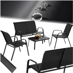 tectake Nora Black 4 Seater Outdoor Furniture Set - thumbnail 2