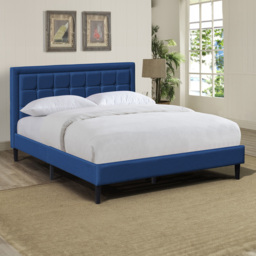 Brooklyn Double Blue Buttoned Headboard Bed Frame - thumbnail 1