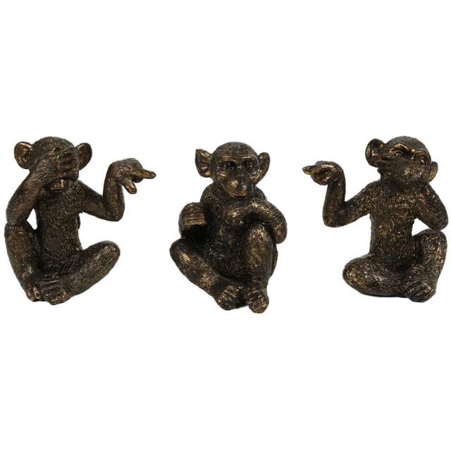 Brass 3 Piece Monkey Ornament Set - image 1